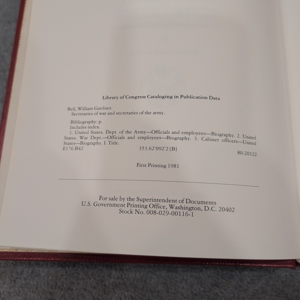 Secretaries of War and Secretaries of the Army William Gardner Bell 1982 VG - Picture 4 of 6